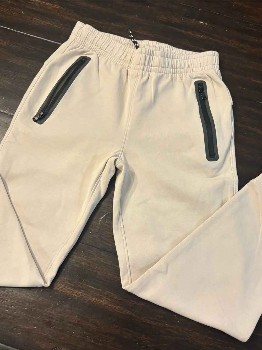 Bundle of 2 Old Navy Light Beige Kids Jogger Pants with Pockets boys size 8/med